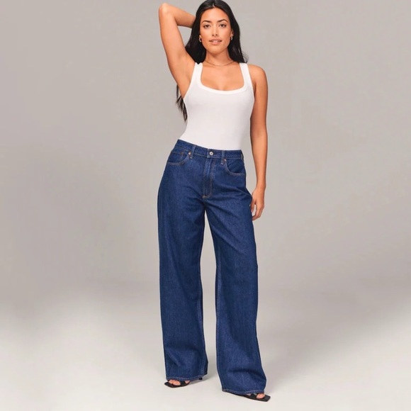 Abercrombie & Fitch Denim - curve love mid rise ultra wide leg jean